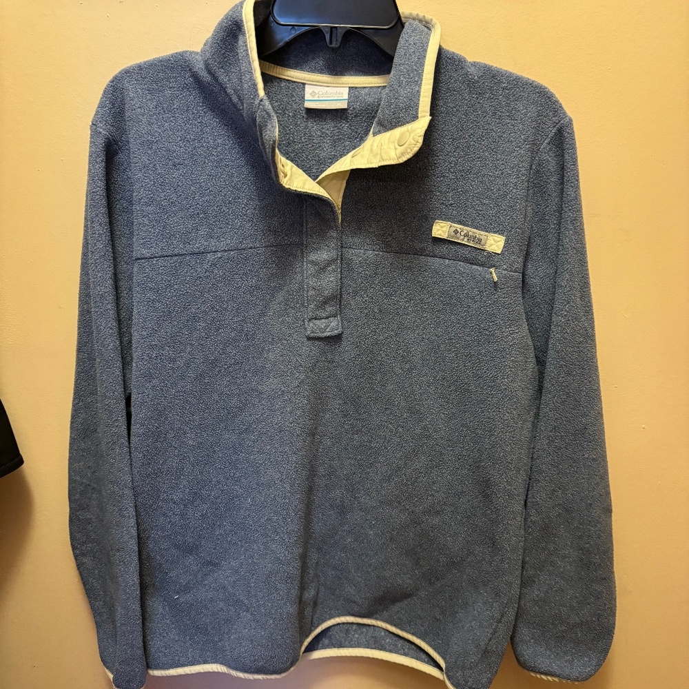 Columbia Pfg 1/4 Snap Up Blue Fleece Pullover Women's XL Preowned